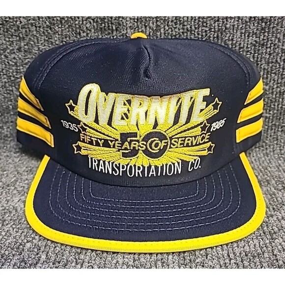 Vintage 3 Stripe Trucker Hat "Overnite Transportation Co." - Picture 1 of 6